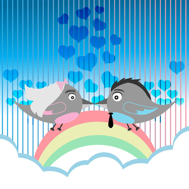 Bird Couple Kiss - Διάνυσμα, εικόνα