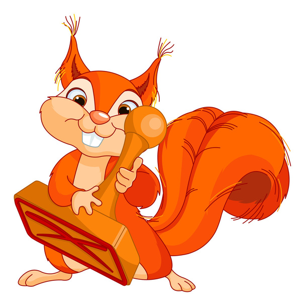 cute squirrel puts stamp - Вектор,изображение
