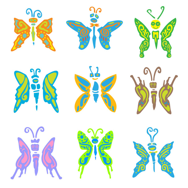 9 set butterfly - Vektori, kuva