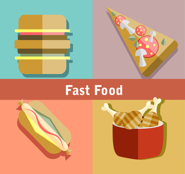Fast food ícones planos
 - Vetor, Imagem