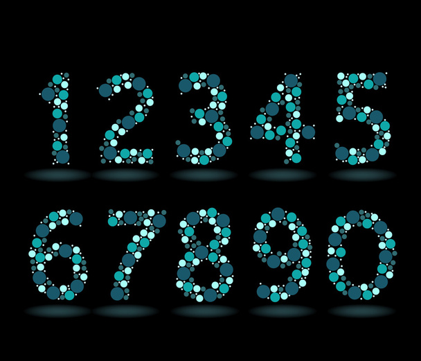 Numbers made from blue circles - Vetor, Imagem