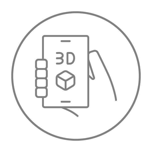 Smartphone with three D box line icon. - Vektör, Görsel