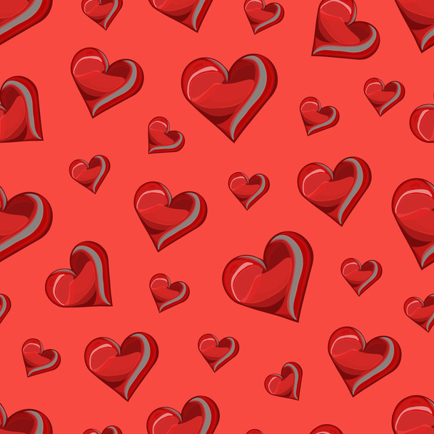 Seamless pattern with red hearts - Διάνυσμα, εικόνα