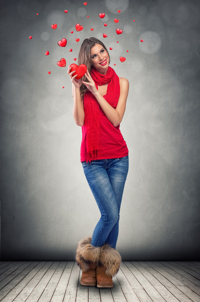 Valentine's Day woman and hearts - Foto, Imagem