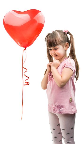 girl with heart balloon isolated  - Фото, зображення