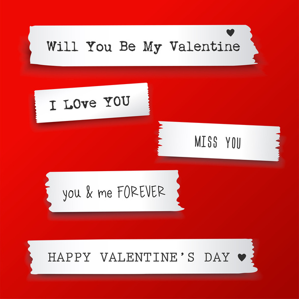 Valentine paper banner with text messages. - Διάνυσμα, εικόνα