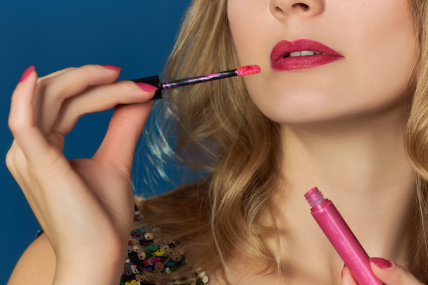 Pink lips valentines day party pink lipgloss - Фото, изображение