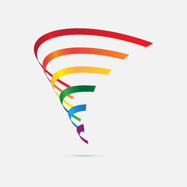 Technológia logo ikonra három dimenziót tervezés a félkörívek középpontjai - Vektor, kép