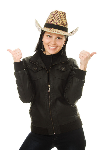 Cowboy woman on a white background. - Foto, afbeelding