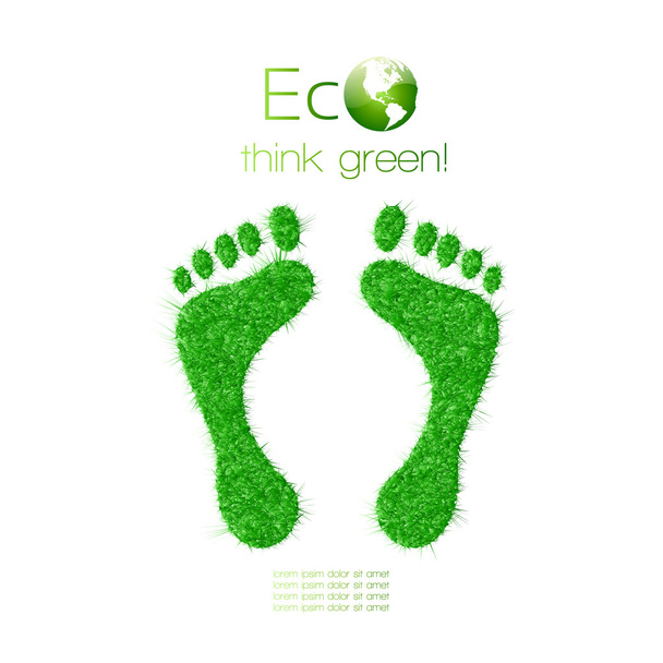 Ruohosta tehty vihreä jalanjälki. Ajattele vihreää. Ekologian käsite
. - Vektori, kuva