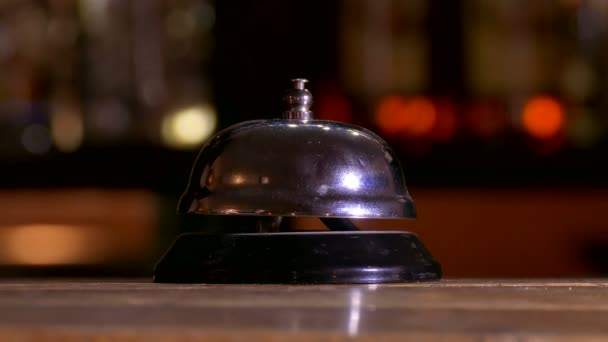man arm pushes call bell at hotel - Footage, Video