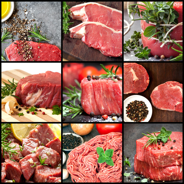 Συλλογή εικόνων νωπό βόειο κρέας - Φωτογραφία, εικόνα