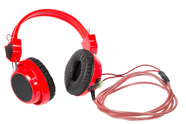 Red headphone isolated and include path - Photo, Image