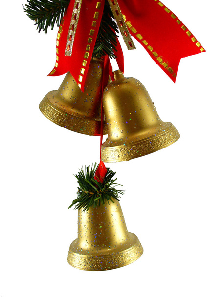 Campanas de Navidad y cinta roja
 - Foto, Imagen