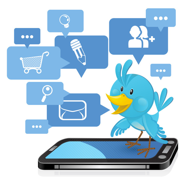 sociale netwerken media bluebird - Vector, afbeelding