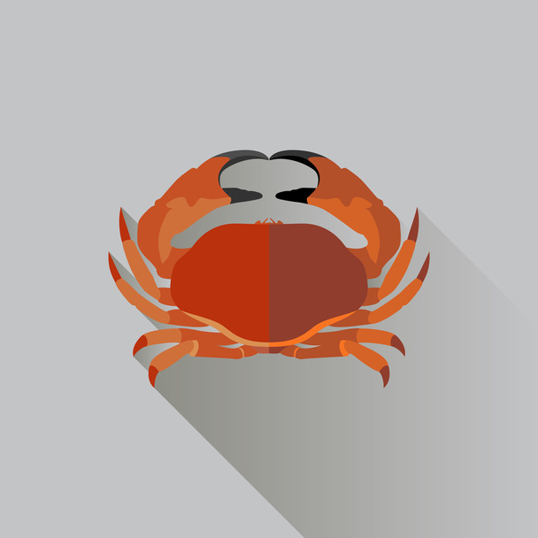 Vektor langer Schatten flache rote Krabbe Zeichen - Vektor, Bild