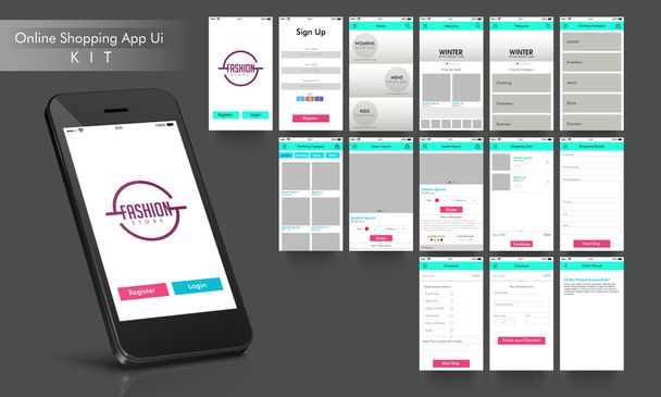 Mobile User Interface for Online Shopping concept. - Wektor, obraz