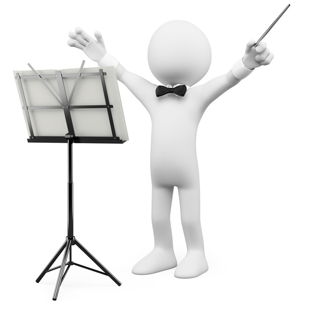 3D conductor leading the orchestra - Photo, Image