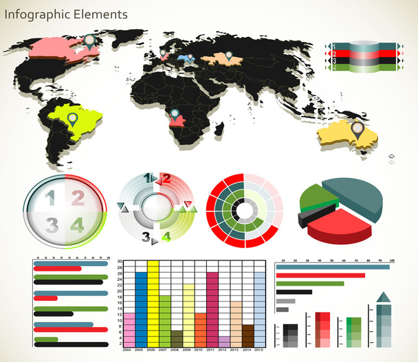 World Map and Information Graphics - Vector, imagen