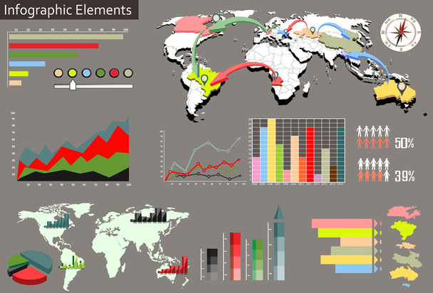 World Map and Information Graphics - Вектор, зображення