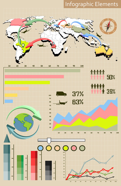 World Map and Information Graphics - Vector, Image