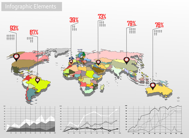 World Map and Information Graphics - Vektör, Görsel
