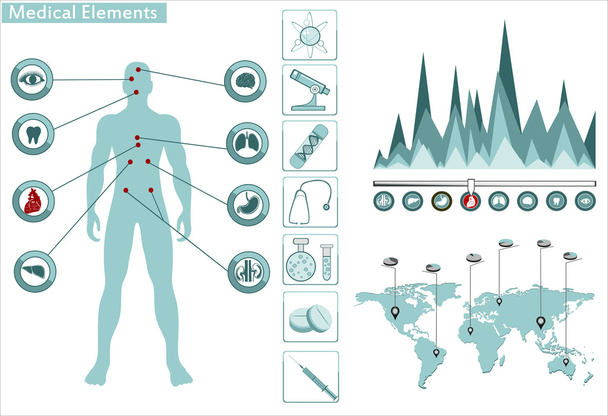 Medical infographics presentation set - Вектор,изображение