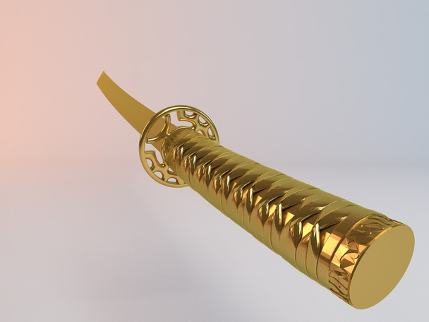 Fantasie gedetailleerde 3D-gouden zwaard - Foto, afbeelding
