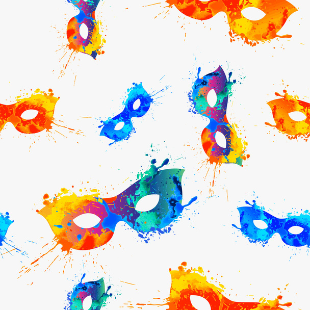 Masks seamless pattern. Watercolor Splash paint. - Vector, Image