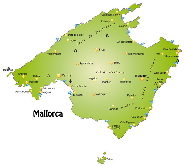 Χάρτης της Μαγιόρκα - Διάνυσμα, εικόνα
