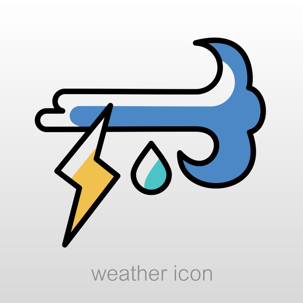Szél villám eső ikonra. Meteorológia. Időjárás  - Vektor, kép