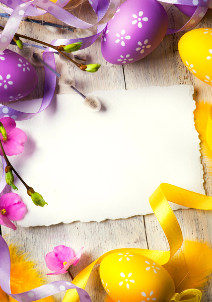 Sanat ile Paskalya yumurta Paskalya tebrik kartı - Fotoğraf, Görsel