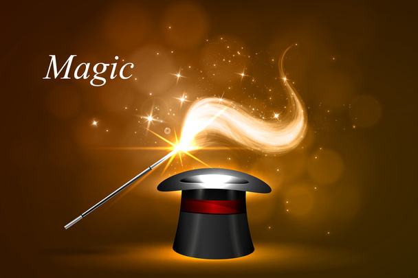 Magic Glow, hat and wand - Vektor, Bild