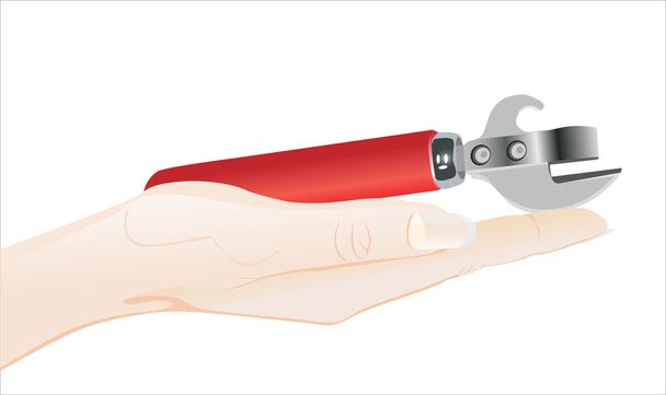 bottle opener on human hand - Vector, Imagen