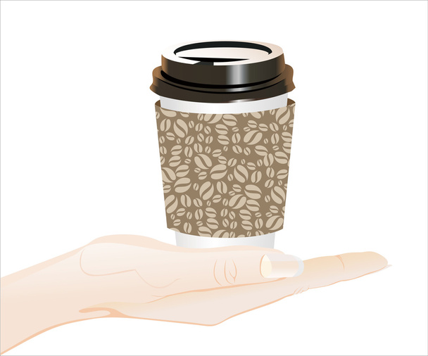 female hand holding coffee - ベクター画像