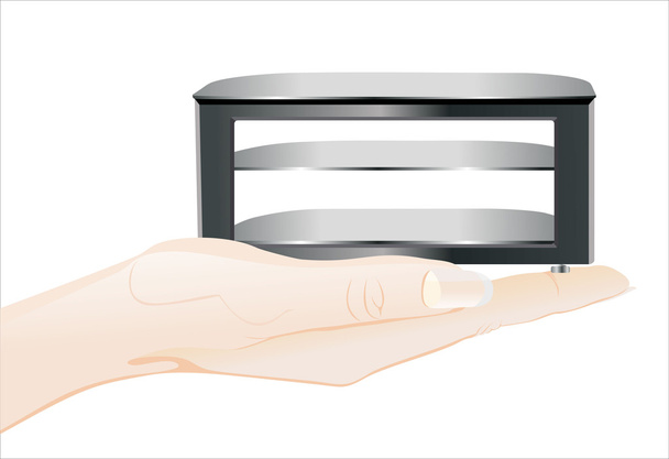 hand holding glass TV table - Vector, imagen