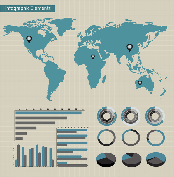 World Map and Information Graphics - Vector, afbeelding