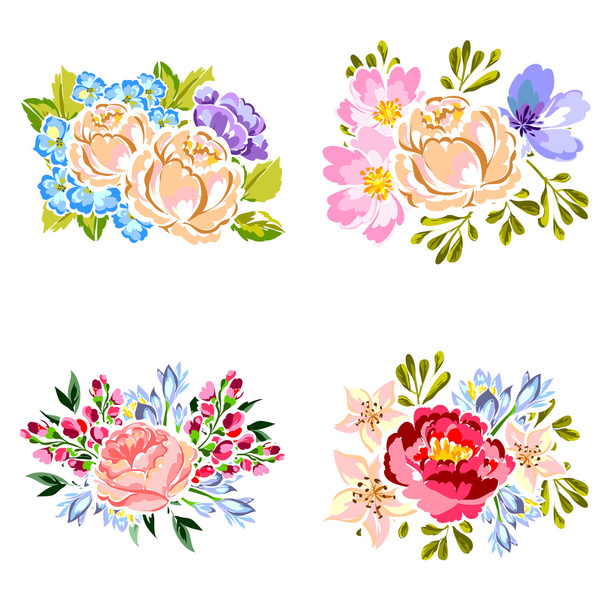 Flower bouquet set - Vector, afbeelding