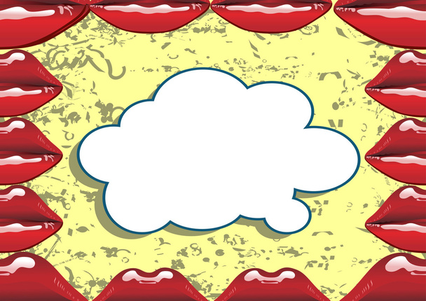 red lips frame and speech bubble - Vector, Image