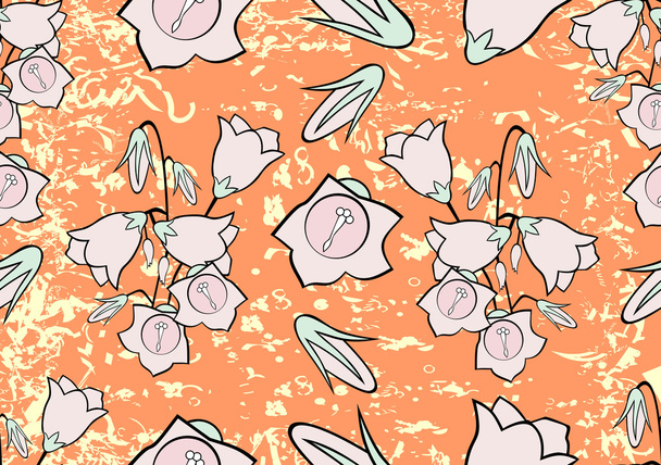 blooming bell-flowers pattern - Вектор, зображення