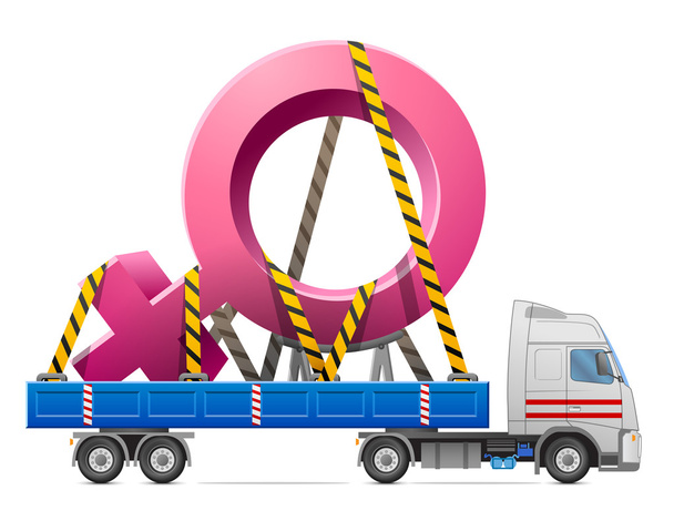 Transportowanie ładunków transportem drogowym kobieta symbolu - Wektor, obraz
