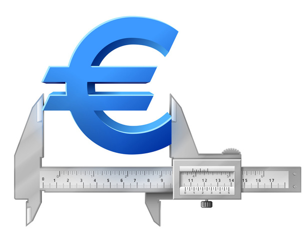 Pinza horizontal mide símbolo euro
  - Vector, imagen