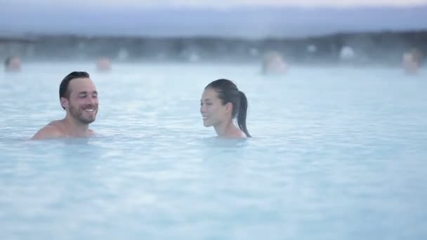 couple in love relaxing in hot pool - Кадри, відео