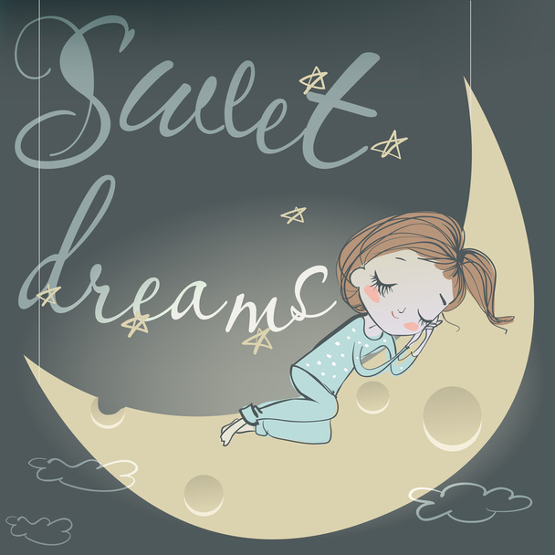 мила спляча дівчина на Місяці
 - Вектор, зображення