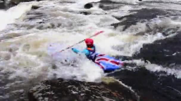 Extreme kayaking in River Moriston falls, Scotland - Footage, Video