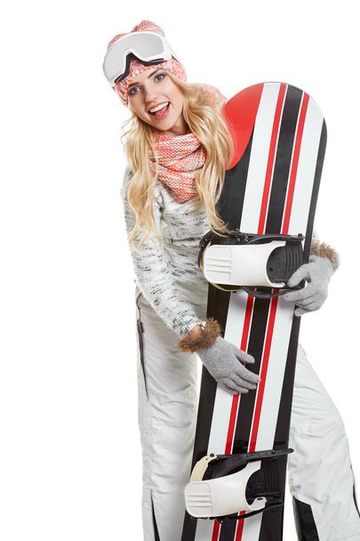 Portrait of a styled professional model with snowboard. - Фото, зображення