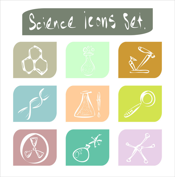 Colorful science icons set - Vector, Image