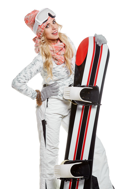 Portrait of a styled professional model with snowboard. - 写真・画像