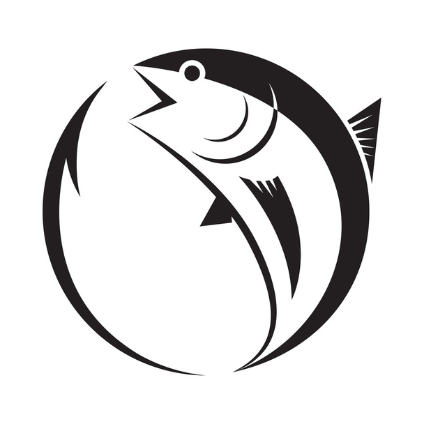 Symbol Thunfisch und Haken, Vektor - Vektor, Bild