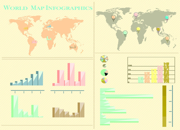 world map infographic - Vetor, Imagem